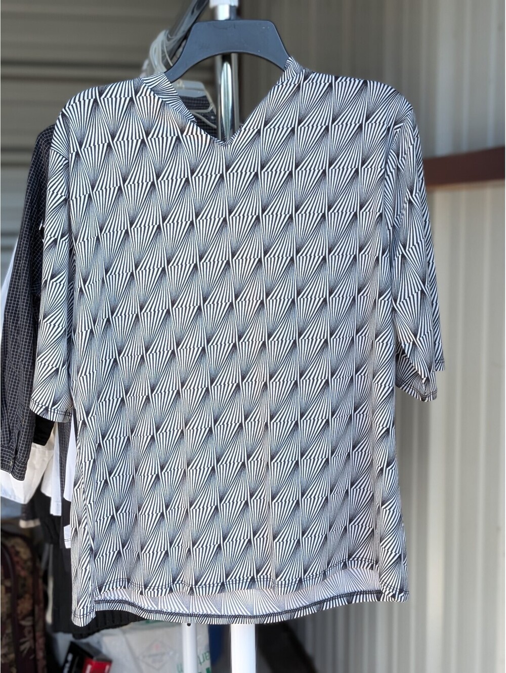 Beige patterned short sleeve top